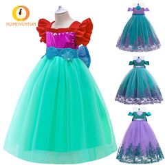 批發女童裙歐美外貿ebay款2024演出美人魚連衣裙蓬蓬裙girl dress