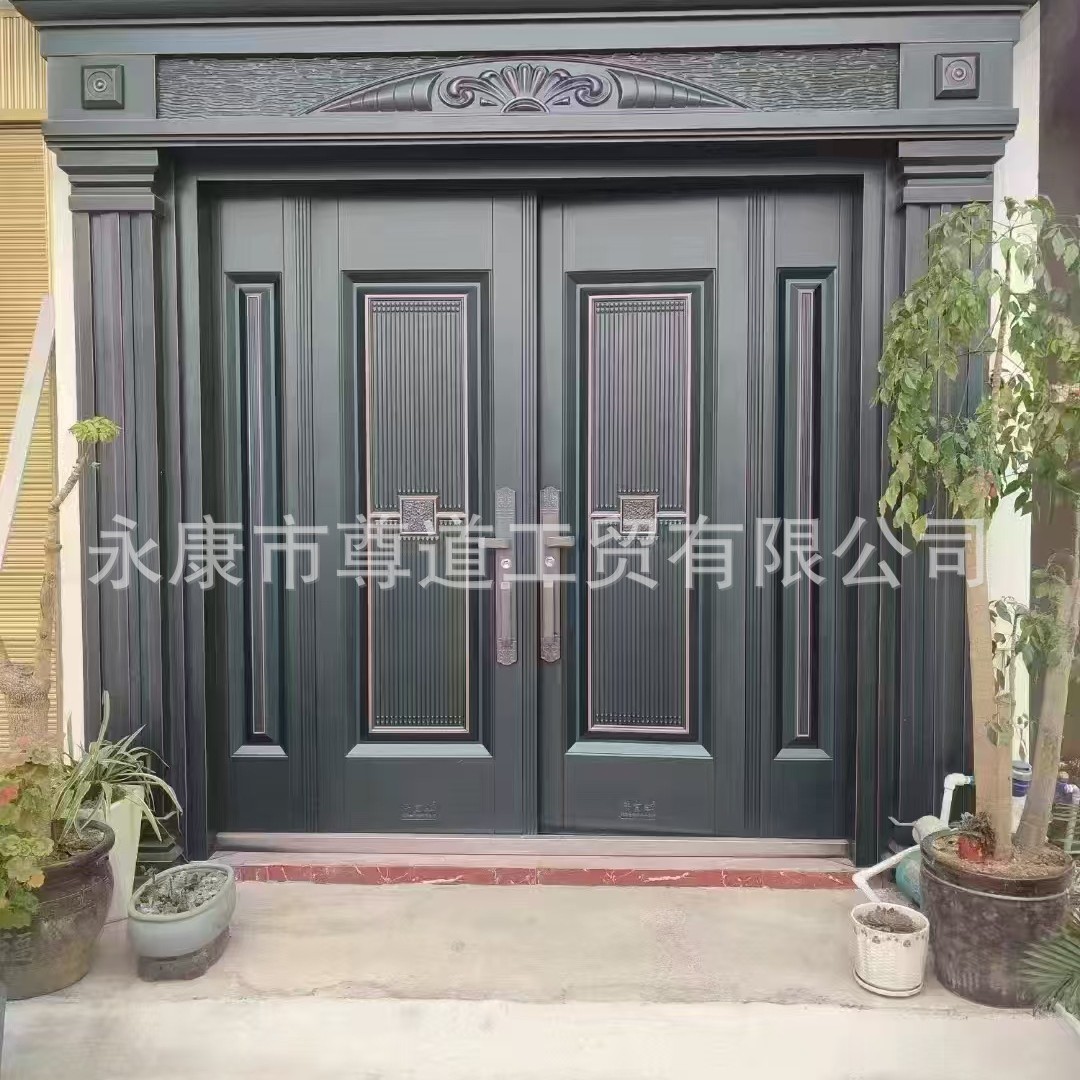 锌合金别墅大门双开门铸铝门四开入户门农村自建房堂屋客厅进户门