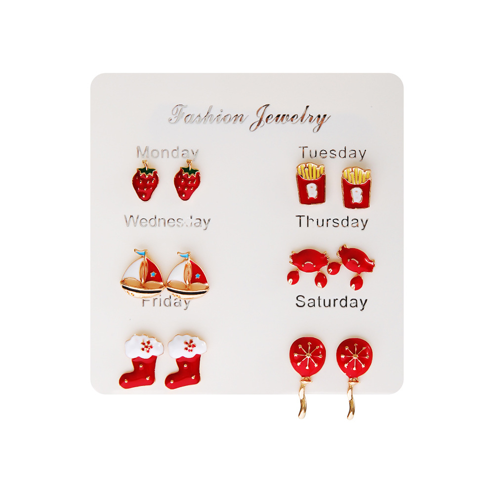 15g Weight Steel needle Ear Needle Material Ear Studs Classification 1 Set Quantity Daily Occasion Alloy Material Rainbow, Fruit, Heart Shape Pattern Women's Gender Enamel Design Cute, Simple Style Style 1 Set Cute Simple Style Rainbow Fruit Heart Shape Enamel Alloy Ear Studs 10