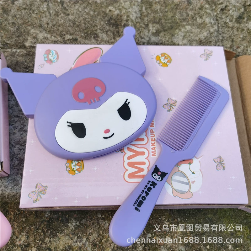 Sanrio, cartoon cute handheld brush for students, mirror