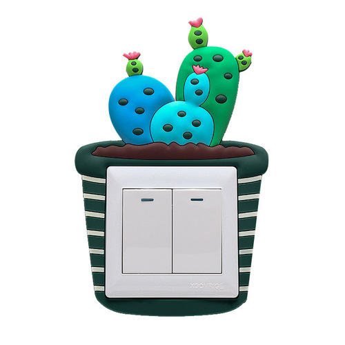 Silicone luminous switch sticker creative cartoon cactus switch cover switch decorative sticker wall sticker socket protective cover