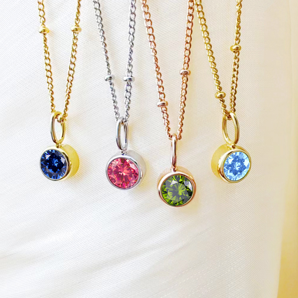 Pendant Necklace Classification 316L Stainless Steel Chain Material Real Gold Plated 316L Stainless Steel  PVD Coated Rhinestones Geometric Waterproof Non Tarnish Surgical Steel Simple Style Classic Style Pendant Necklace For Women's