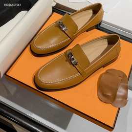 欧美女鞋2024新款一脚蹬小皮鞋女英伦风乐福鞋休闲时尚单鞋平底潮