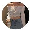 Summer design bra top for elementary school students, T-shirt, 2021 collection, trend of season, high waist, puff sleeves