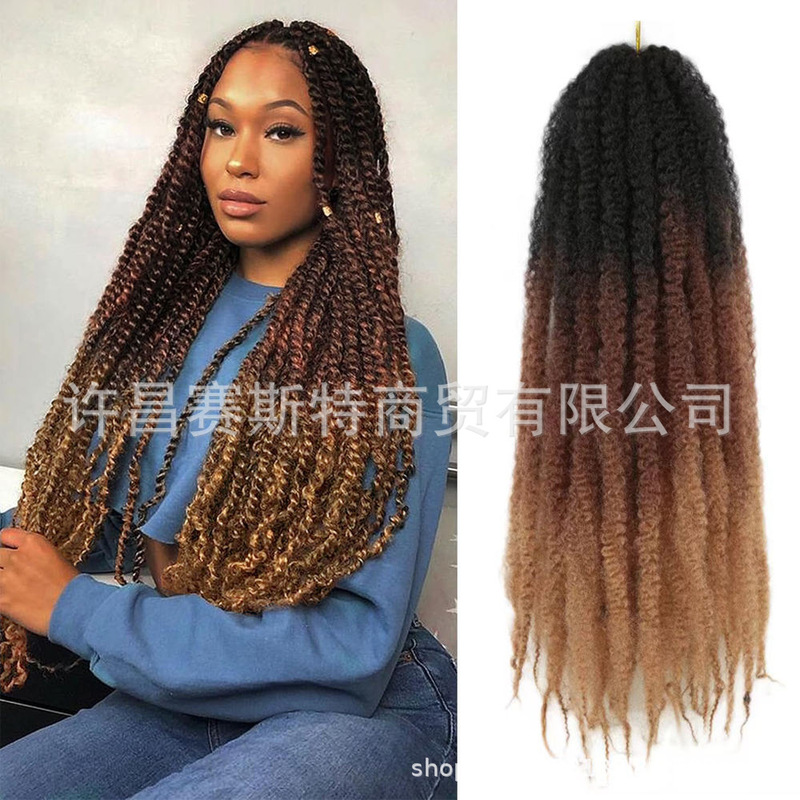 African dirty braids big caterpillar wig braids Marley braid chemical fiber wig explosive head fluffy crochet hair