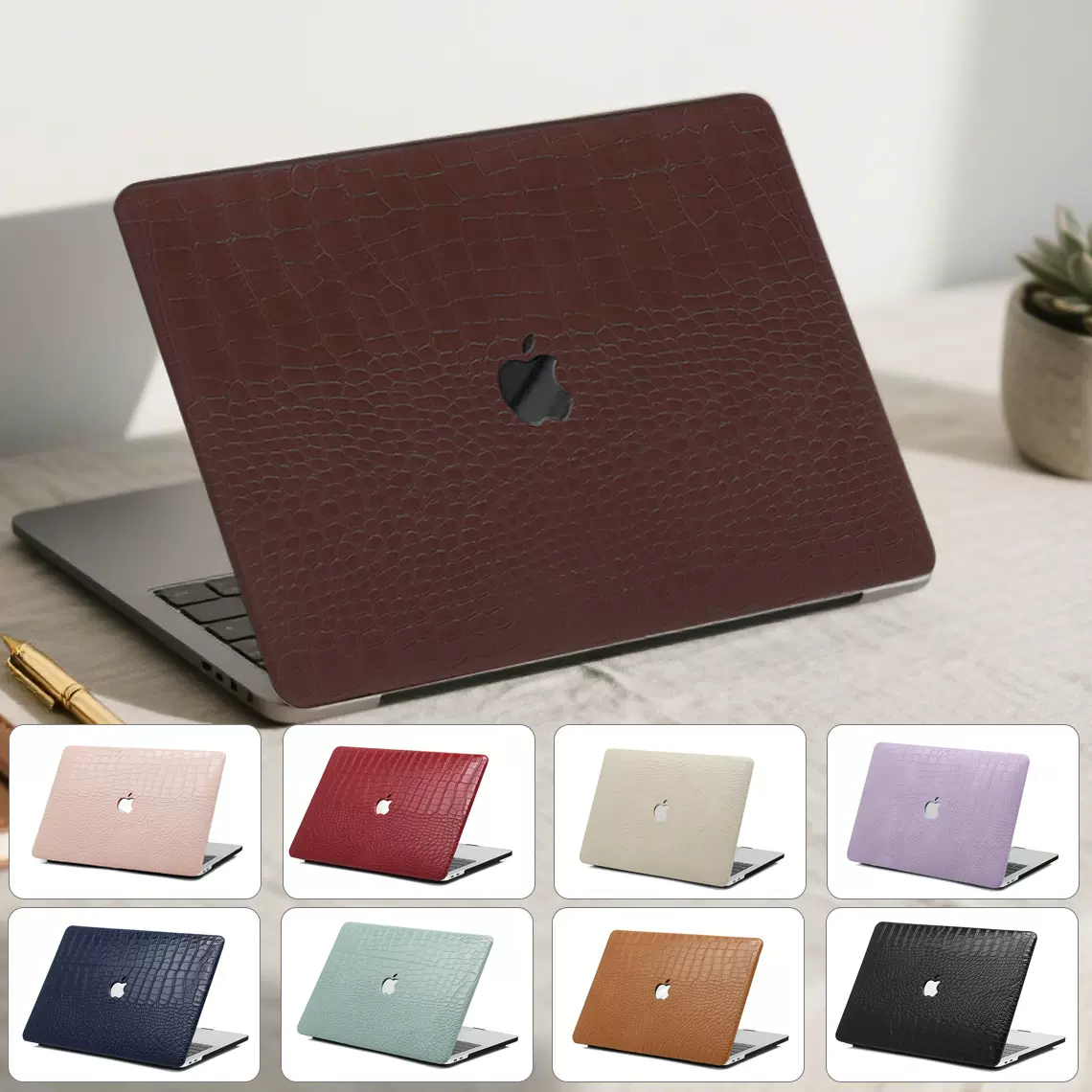 适用苹果电脑保护套macbookair保护壳鳄鱼纹macpro笔记本保护壳M4