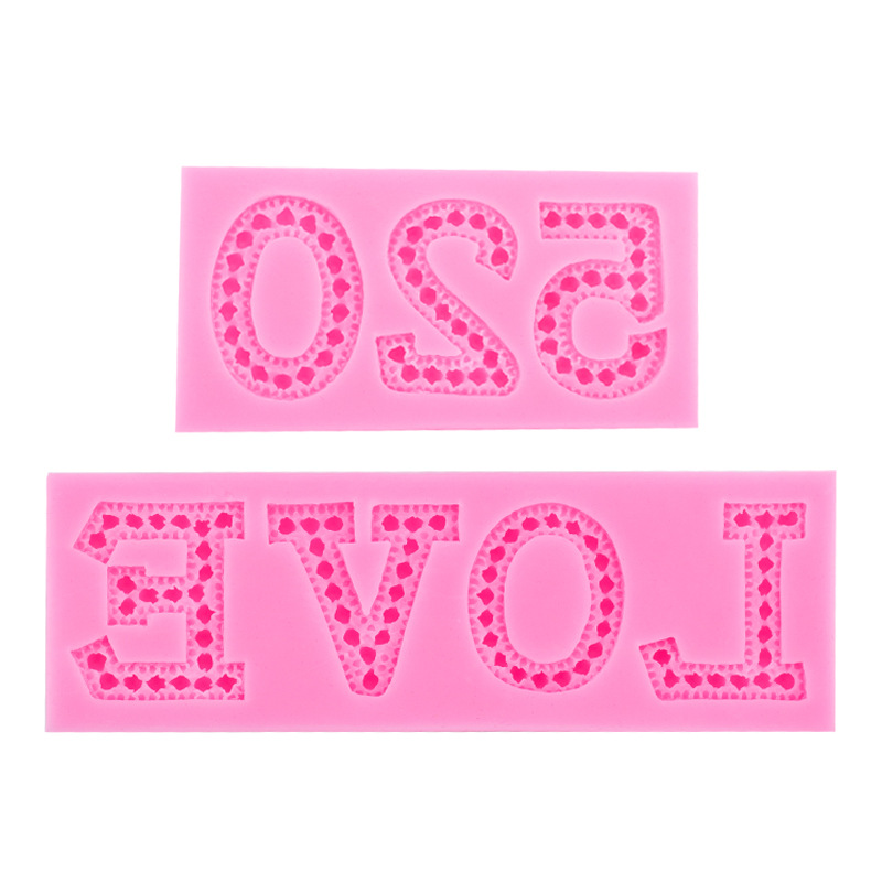 Día de San Valentín 520 cartas amor y números silicona molde pastel postre fondant chocolate decoración Accesorios