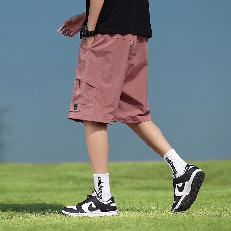 K6202 Cargo Shorts Men's Five-Point Pants Trendy Brand Shorts Nylon Ice Feel Shorts Popular Wear-Resistant Thin Multi-Pocket