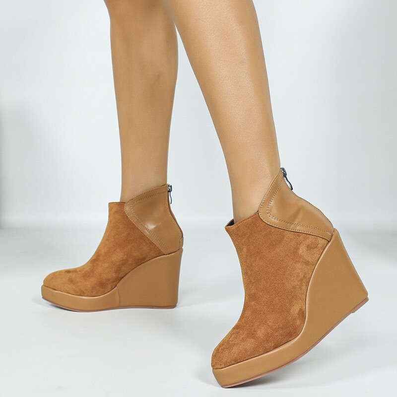 European and American Retro New Short Boots Wedge Martin Boots Thick Bottom High Heel Pointed Toe Amazon AliExpress