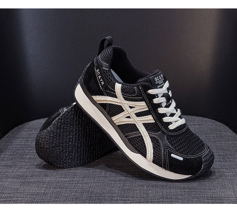 Giày sneaker nữ da thật đế chunky tăng chiều cao phong cách cổ điển — M2912 phẳng màu đỏ, M2912 đáy phẳng màu be, M2912-1 nâng cao bên trong màu be, M2912-1 nâng cao bên trong màu đỏ chi tiết 30