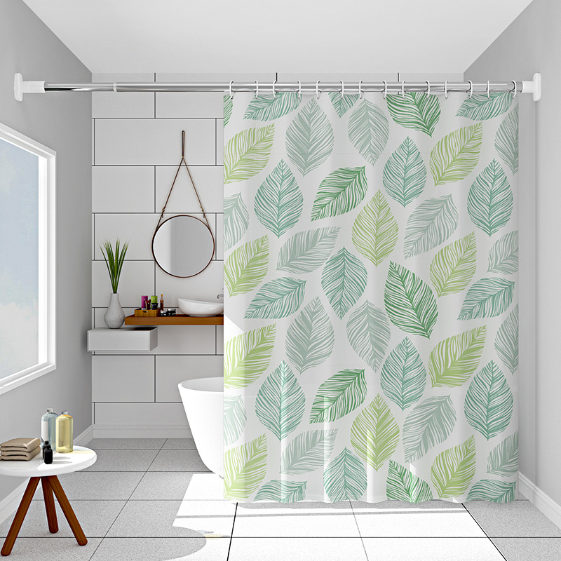Cortina impermeable de baño engrosada de color puro, juego de cortina de baño de baño, cortina de baño de dormitorio de hotel sin perforación, cortina de puerta