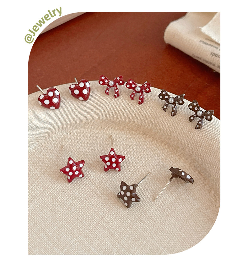 Alloy Material 1 Set Casual Elegant Sweet Heart Shape Bow Knot Enamel Alloy Ear Studs