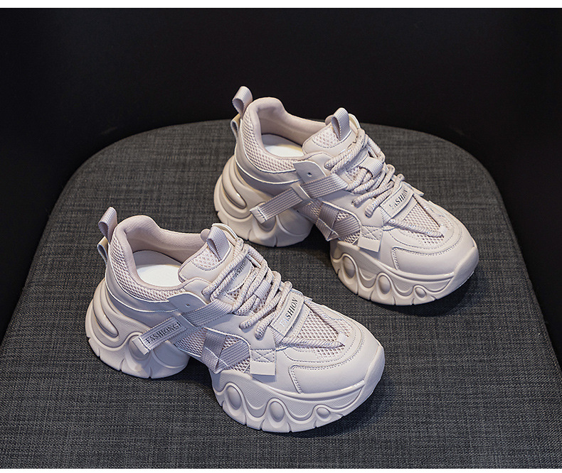 Giày sneaker nữ chunky đế dày tăng chiều cao, lưới thoáng khí, mẫu mới xuân 2025 — M2559 màu be, M2559 màu hồng, M2559 màu đen chi tiết 17