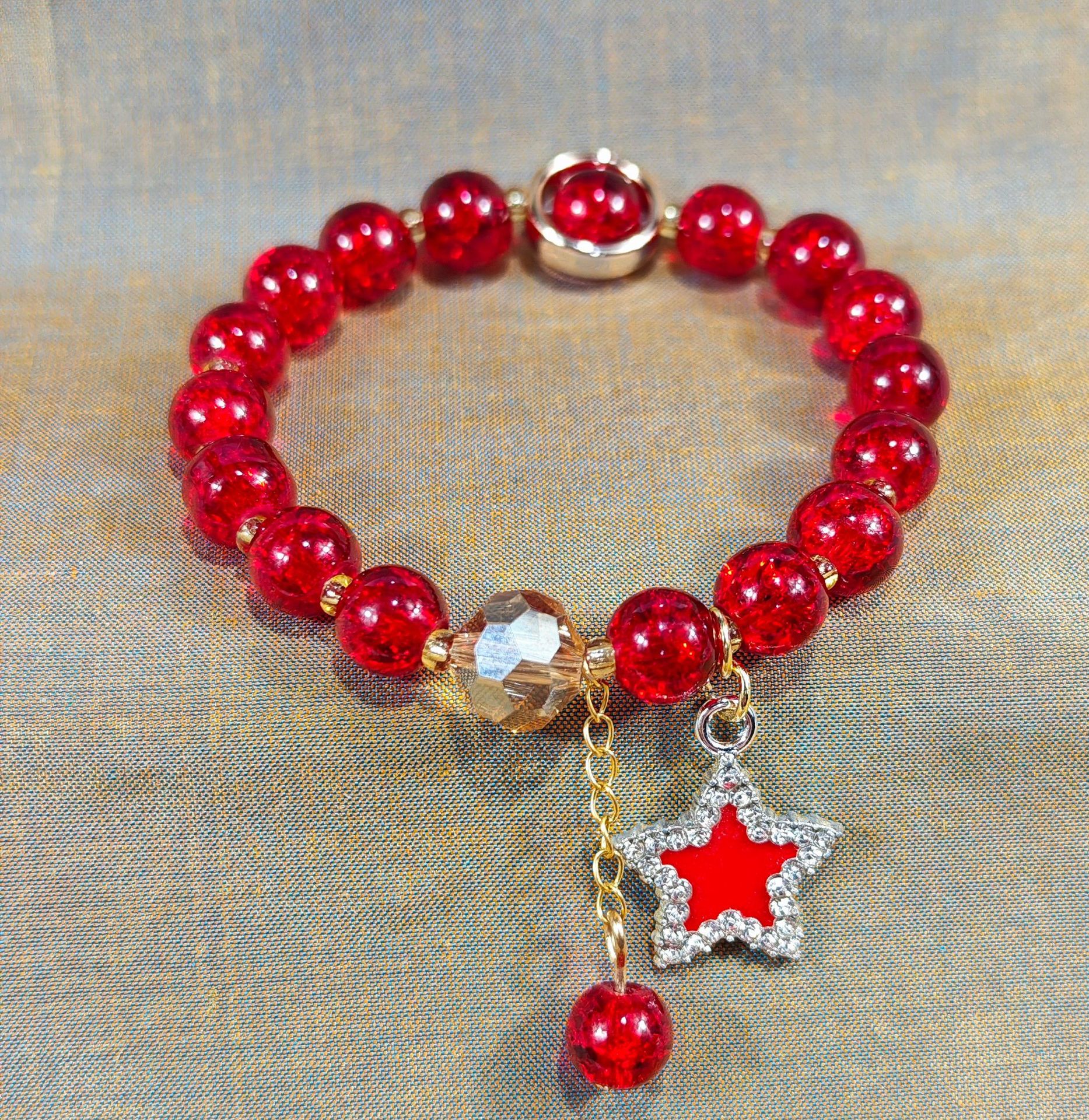 Las celebridades de Internet retro transfronterizas suelen ser todo-fósforo pulsera elástica de estilo ins simple pulsera de moda de lujo ligero, joyería de temperamento