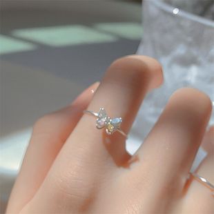Diamond Butterfly Fairy Stereo Zircon Ring for Women ins Simple Niche Design Ring for Girlfriend Niche