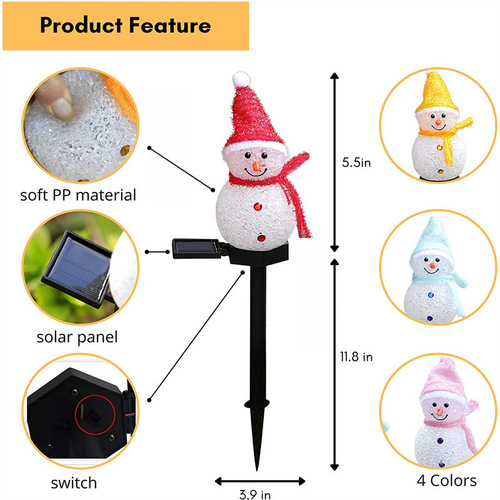 Solar-powered Christmas snowman ground lights, Outdoor solar Christmas festival lights, garden ambiance courtyard landscape lights