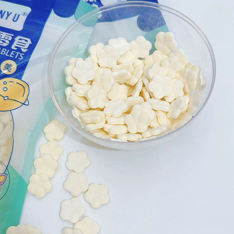 Leche de cabra para mascotas, 100g, leche de calcio con forma de flores, perros, gatos, perros, mascotas, nutrientes y bocadillos de calcio.