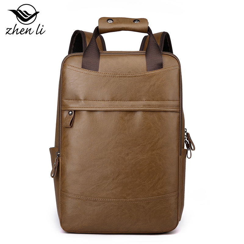 Cross-border Men's Large-capacity Business Leather Laptop Bag, Trendy Fashion Travel Backpack, Student School Bag_voghion.com