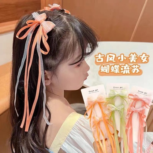 New children's tassel ribbon hairpin little girl's braided hairpin hairpin high-looking girl's tassel bow