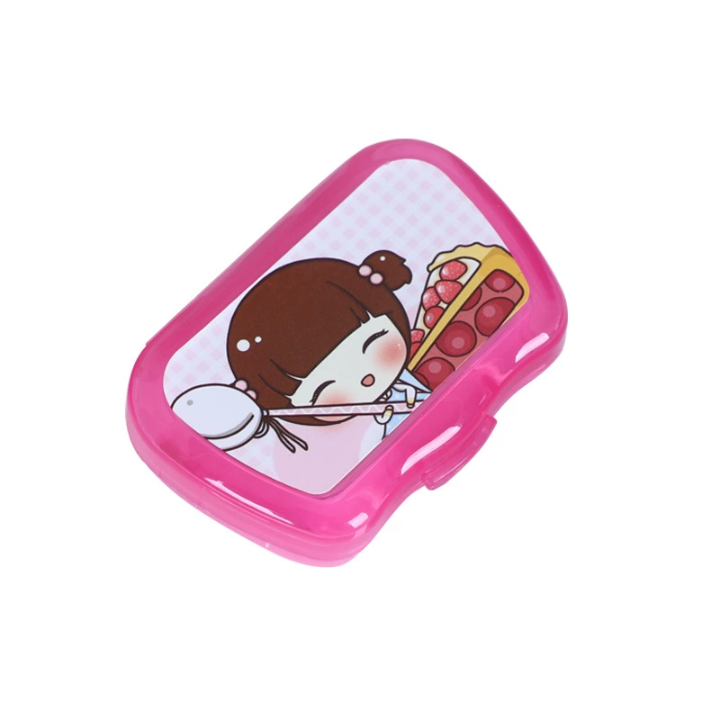 Cartoon Handheld Double Contact Lens Case, Small Mirror, Random Pattern, 0.03 kg