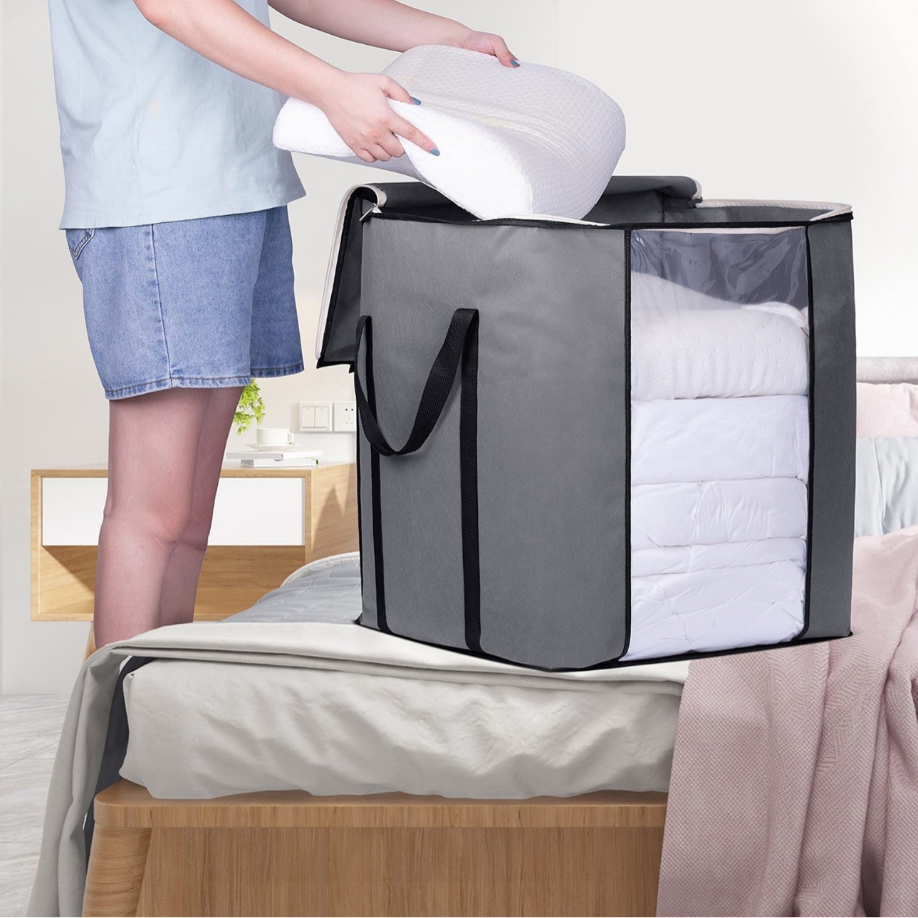 Bolsa de almacenamiento para edredones, almacenamiento plegable de ropa, juguetes, caja de almacenamiento de gran capacidad, armario de almacenamiento, bolsa de almacenamiento de gran capacidad