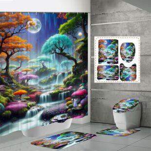 Factory direct sales of New Year hot sale series TEMU and other cross-border e-commerce 3D digital printing waterproof polyester shower curtain