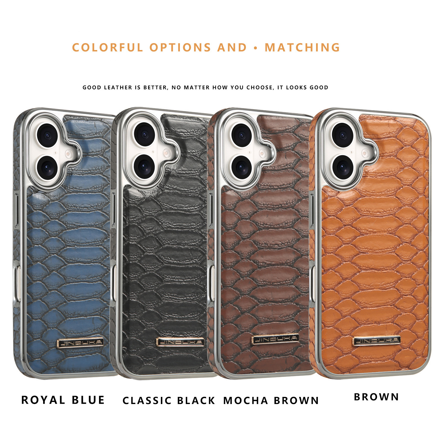Ốp lưng iPhone 16/17 Pro Max họa tiết da rắn cao cấp, chống rơi toàn diện — màu đen, màu xanh, nâu nhạt, nâu sẫm chi tiết 10