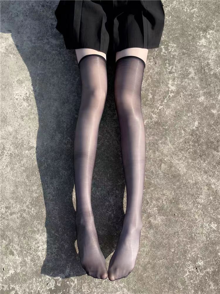 Sømløse blondestrømper i sort med avtagbare stropper_voghion.com