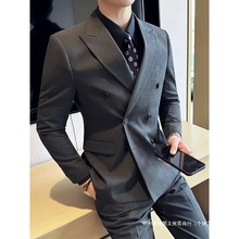 英伦风双排扣西装男套装商务休闲正装新郎结婚礼服西服三件套