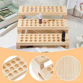 木制口红收纳展示架多槽木制工具架木制精油展示架化妆品唇彩架
