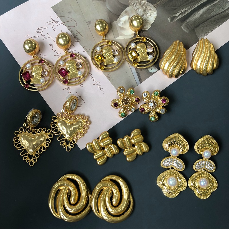 Earrings Classification 1 Pair Retro Geometric Alloy Plating Artificial Pearls Rhinestones Women's Earrings