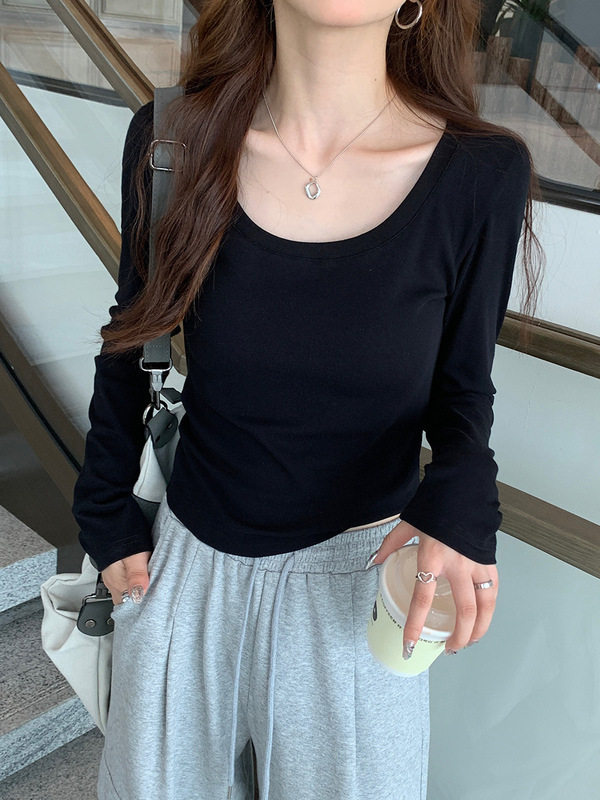白色针织打底衫女2025新款秋冬圆领内搭长袖修身显瘦低领辣妹上衣|undefined