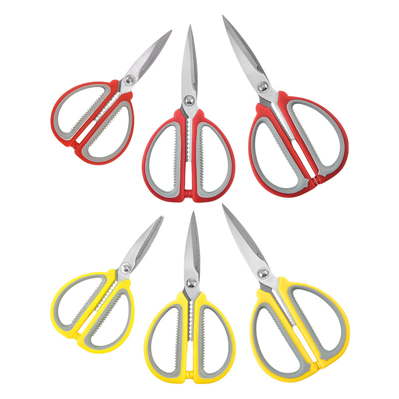 Multifuncional acero inoxidable gran mango de plástico de dos colores tijeras de cocina tijeras de oficina para estudiantes