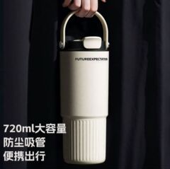新型ストロー保温カップステンレス内胆男女子学生車載大容量コーヒーカップ携帯随行カップ