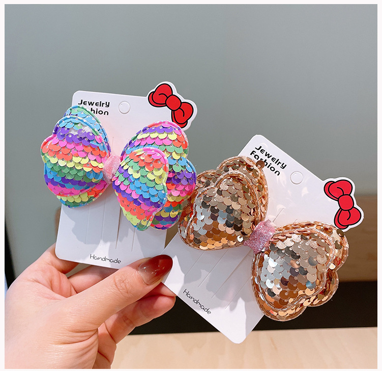 15g Weight Hair Clip Hair Accessories Type One Piece Quantity Girl'S Fashion Bow Knot Cloth Sequins Hair Clip