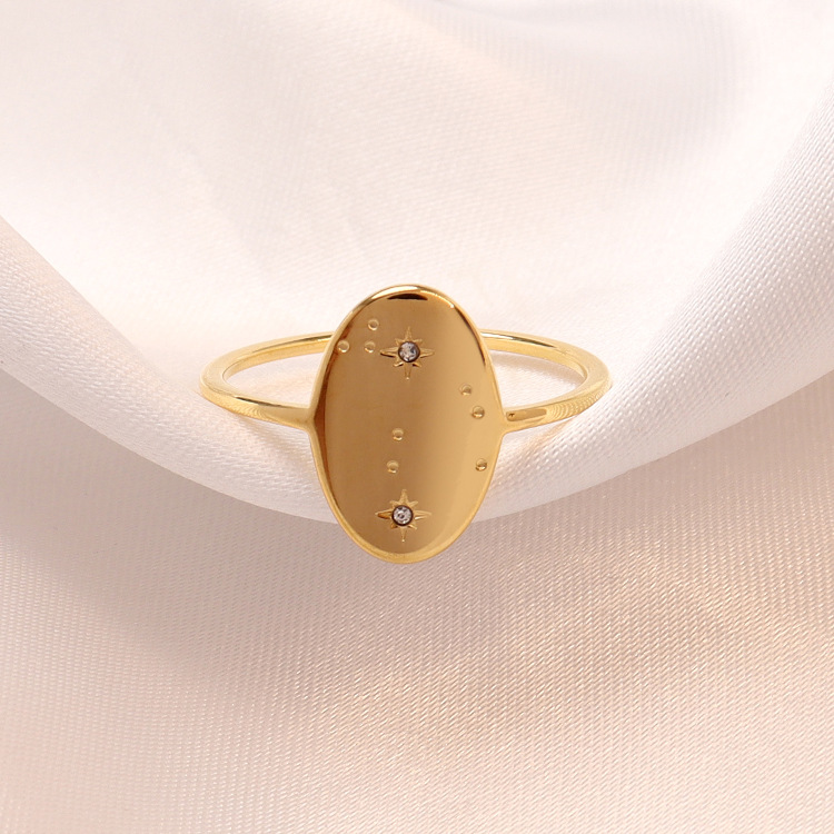 Rings Classification 6, 7, 8 Ring Size Retro Oval Stainless Steel Inlay Zircon Rings