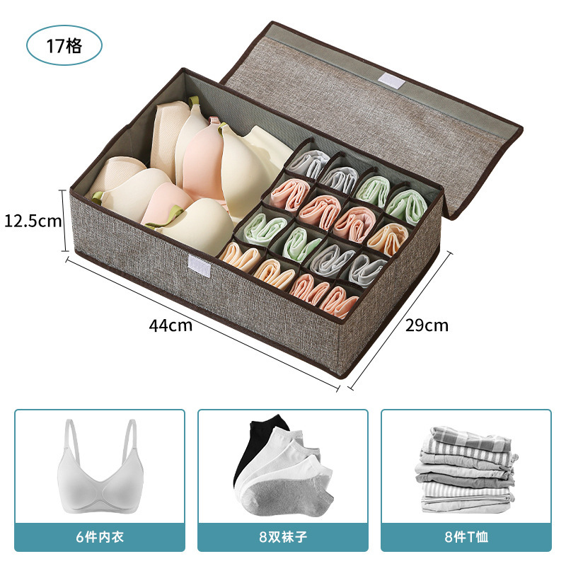 Caja de almacenamiento de calcetines con cubierta para ropa interior casera cajón de escritorio armario de almacenamiento de ropa de alta calidad