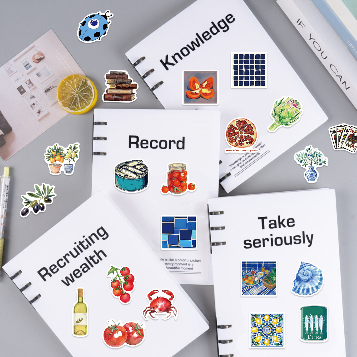 48g Weight Stickers Stationery Type 1 Set Quantity School, Graduation Occasion PVC self-adhesive Material Cartoon, Fruit Pattern Cute Style 1 Set Cartoon Fruit School Graduation PVC Self-adhesive Cute Stickers 4