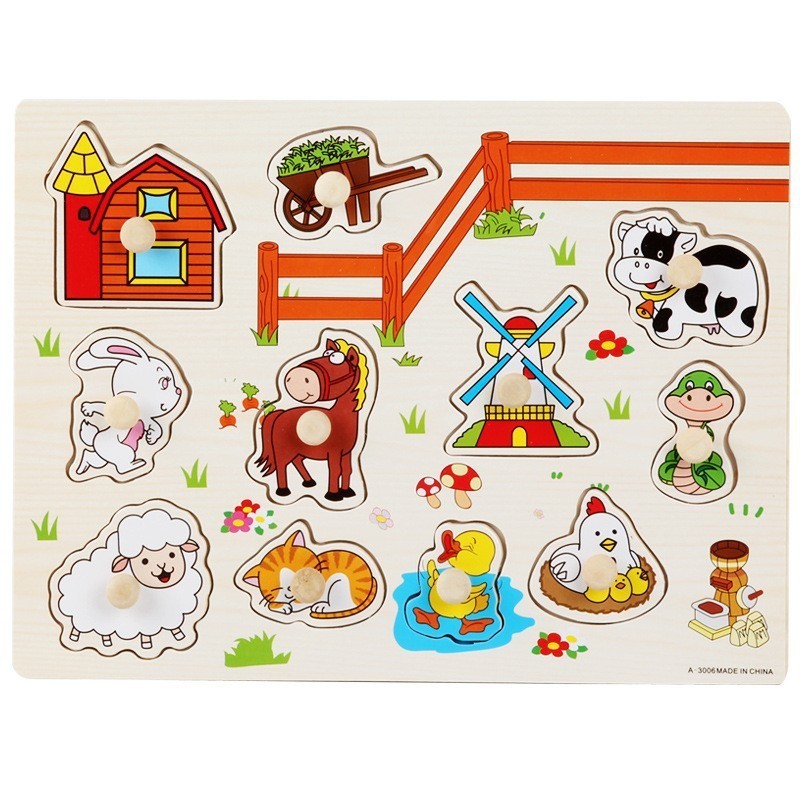幼児用スクラッチボード製図ボードツーインワン啓発教育子供の早期教育動物交通認知木のおもちゃパズル|undefined