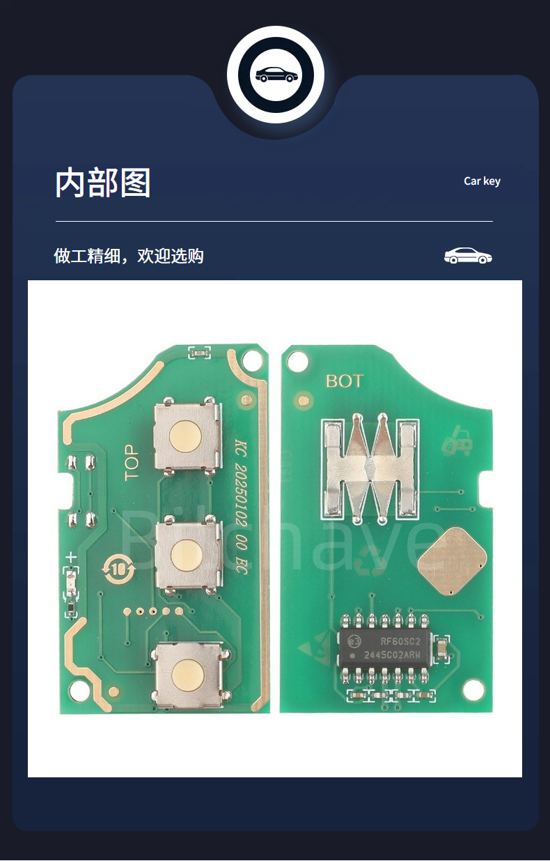 1J0959753Ah/Da/G Is Suitable for 3-Button Volkswagen Folding Remote Control Car Key 433Mhz Id48 Chip