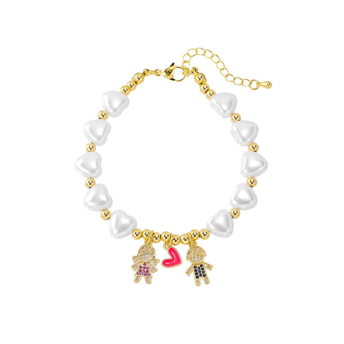 All Seasons Season Wholesale Jewelry INS Style Classic Style Human Heart Shape Copper Plating Beaded Chain Bracelets