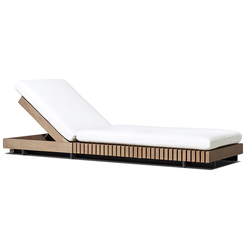 TECA al aire libre tumbado cama de ocio individual reclinable impermeable a prueba de sol piscina reclinable sofá cama de madera maciza muebles de patio image 4
