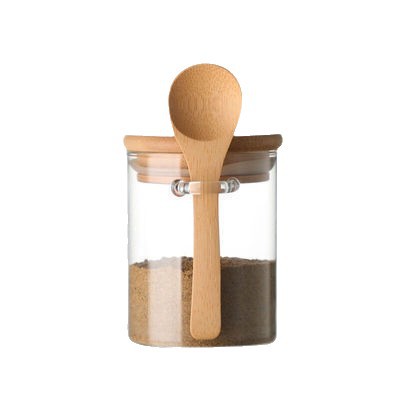 Embalaje de algodón perla transfronterizo vidrio de alto silicio de silicio simple con cucharas condimento lata de cocina almacenar granos lata de granos