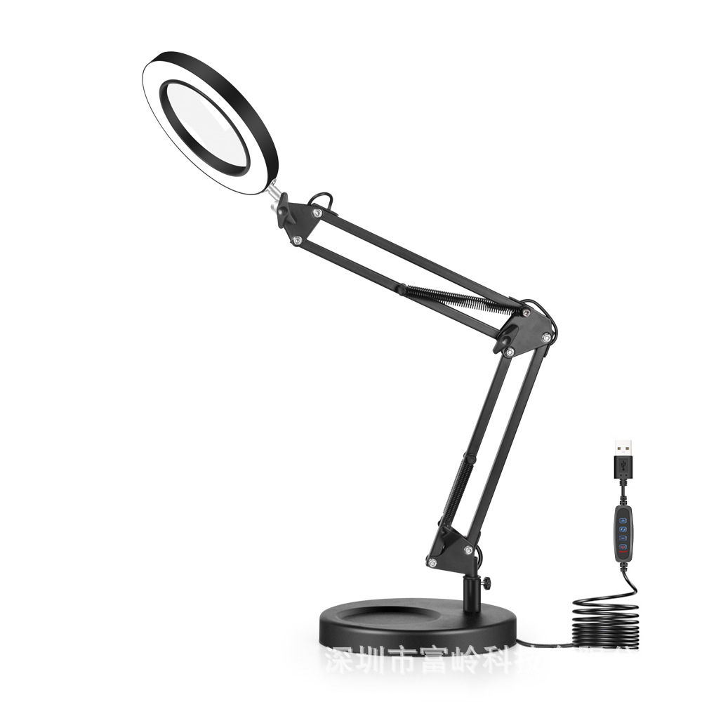 Brazo largo plegable de escritorio lupa lámpara de mesa Reparación de soldadura joyería identificación belleza manicura ancianos Lámpara de lectura