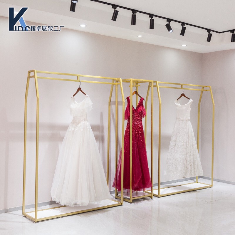Clothes Rack Floor-Standing Wedding Dress Shop Photo Studio Display Rack Shelf Gold Shelf Display Rack Xiuhe Clothing