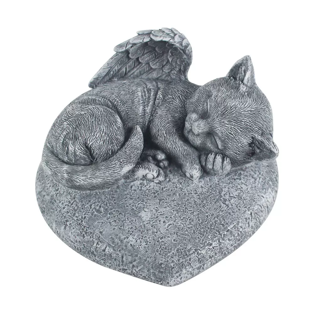 亚马逊仿真天使猫纪念墓碑猫狗宠物纪念碑跨境创意树脂摆件工艺品