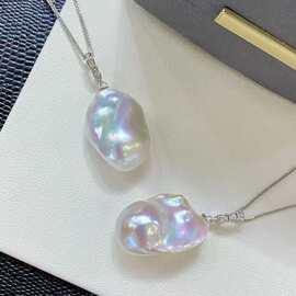 诸暨天然淡水巴洛克珍珠吊坠异形珍珠项链女万能扣可拆卸s925纯银