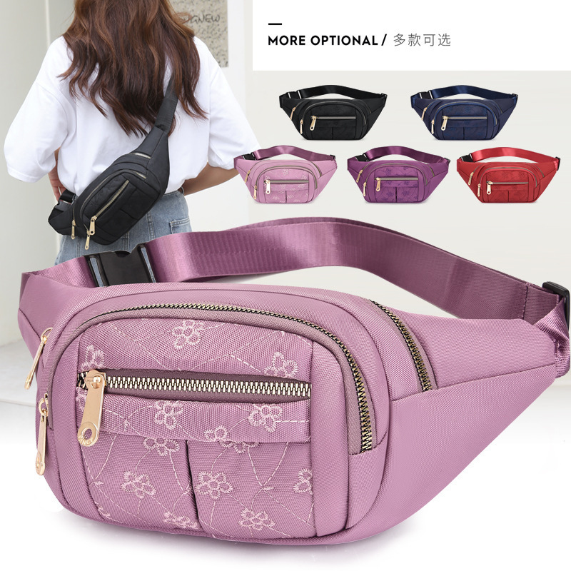 Casual Travel Wear-Resistant Shoulder Bag Waterproof Casual Versatile Crossbody Bag Sports Hiking Mobile Phone Storage Waist Bag for Women