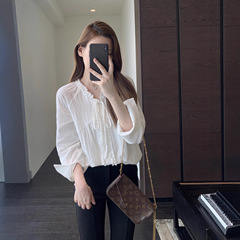 甜美少女 法式温柔浪漫优雅白月光小衫显瘦上衣女早秋新J7784Y