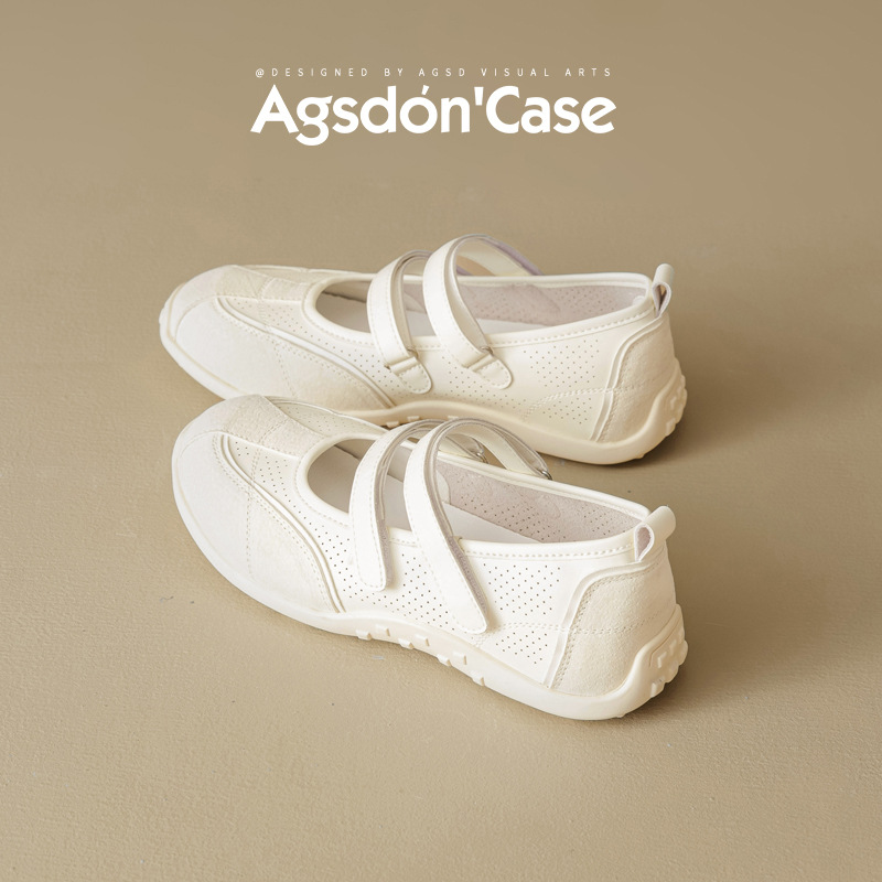 Zapatos Mary Jane deportivos Augusden para mujer, novedad de otoño 2025, zapatos individuales con velcro y zapatillas blancas.